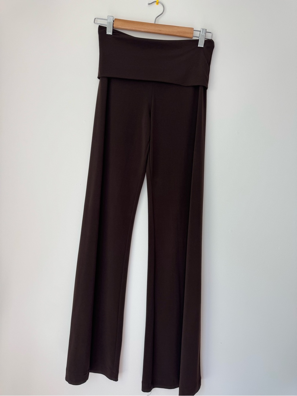 Mariposa Foldover Waistband Flare Pants - Dark Brown Wide Leg Yoga Pants Medium